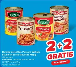 Carrefour Bereide gerechten Panzani, William Saurin en puree Mousline Maggi aanbieding