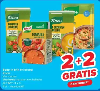 Carrefour Soep in brik en droog Knorr aanbieding