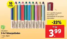 Lidl Crelando 3-in-1 Kleurpotloden aanbieding