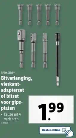 Lidl Parkside Bitverlenging, vierkant adapterset of bitset voor gips platen aanbieding