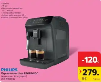 Carrefour Philips Espressomachine EP0820/00 aanbieding