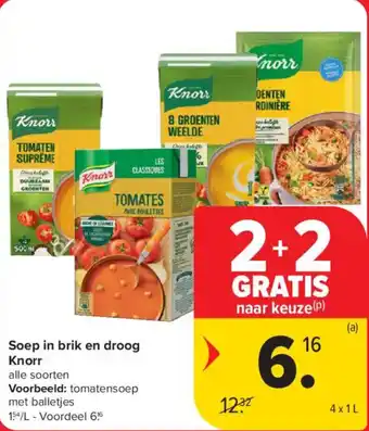 Carrefour Market Soep in brik en droog Knorr aanbieding