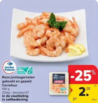 Carrefour Market Roze jumbogarnalen gekookt en gepeld Carrefour aanbieding