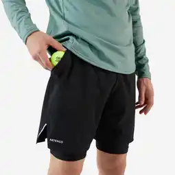 Decathlon 2-in-1 thermo tennisshort voor heren zwart zwart aanbieding