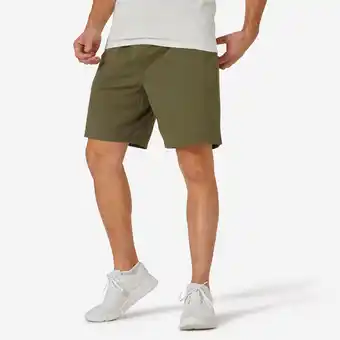 Decathlon Fitness short voor heren 500 Essentials kaki aanbieding