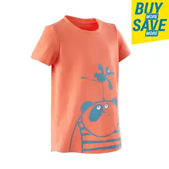 Decathlon Basic T-shirt voor kinderen katoen koraalrood aanbieding