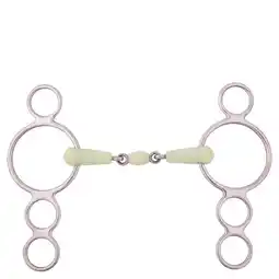 Decathlon 4-rings verstelbaar paardenbit met dubbele pauze BR Equitation Apple Mouth aanbieding