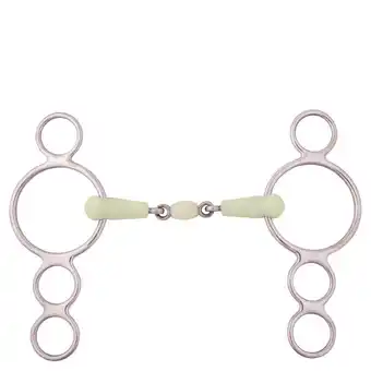 Decathlon 4-rings verstelbaar paardenbit met dubbele pauze BR Equitation Apple Mouth aanbieding