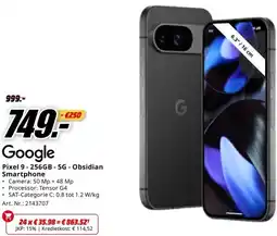 MediaMarkt Google Pixel 9-256GB-5G-Obsidian Smartphone aanbieding