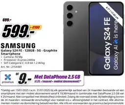 MediaMarkt SAMSUNG Galaxy S24 FE-128GB - 5G - Graphite aanbieding