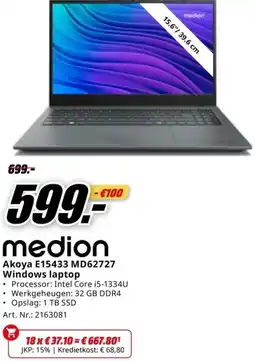 MediaMarkt medion Akoya E15433 MD62727 aanbieding