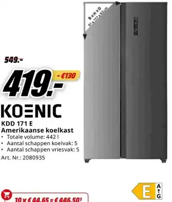 MediaMarkt KOENIC KDD 171 E Amerikaanse koelkast aanbieding