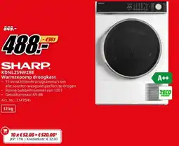 MediaMarkt SHARP KDNL2S9W2BE Warmtepomp droogkast aanbieding