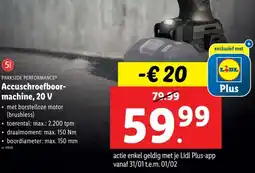 Lidl Accuschroefboor- machine, 20 V aanbieding