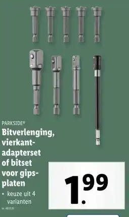 Lidl Bitverlenging, vierkant- adapterset of bitset voor gips- platen aanbieding