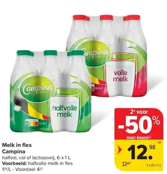 Carrefour Melk in fl es Campina aanbieding