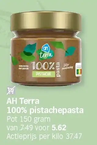 Albert Heijn AH Terra 100% pistachepasta aanbieding