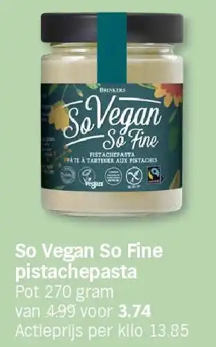 Albert Heijn So Vegan So Fine pistachepasta aanbieding