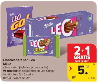 Carrefour Chocoladerepen Leo Milka aanbieding