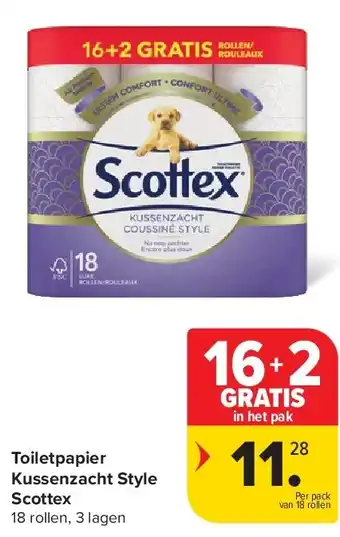 Carrefour Toiletpapier Kussenzacht Style Scottex aanbieding