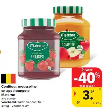 Carrefour Confi tuur, mousseline en appelcompote Materne aanbieding