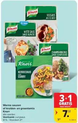 Carrefour Warme sauzen of kruiden- en groentemix Knorr aanbieding