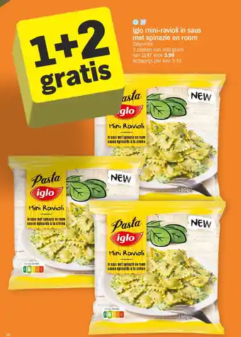 Albert Heijn Iglo mini-ravioli in saus met spinazie en room aanbieding