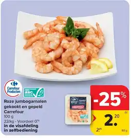 Carrefour Roze jumbogarnalen gekookt en gepeld Carrefour aanbieding