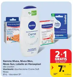 Carrefour Gamma Nivea, Nivea Men, Nivea Sun, Labello en Hansaplast aanbieding