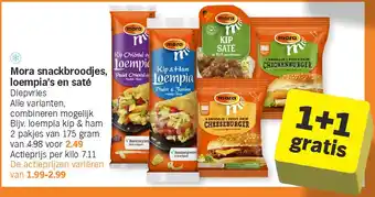 Albert Heijn Mora snackbroodjes, loempia's en saté aanbieding