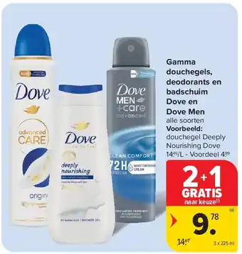 Carrefour Gamma douchegels, deodorants en badschuim Dove en Dove Men aanbieding