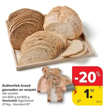 Carrefour Authentiek brood gesneden en verpakt aanbieding