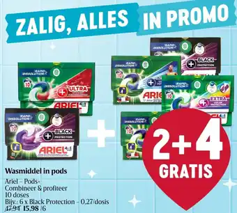 Delhaize Ariel wasmiddel in pods aanbieding