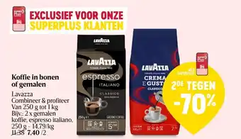 Delhaize Lavazza Koffie in bonen of gemalen aanbieding