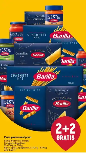 Delhaize Barilla Pasta, Pastasaus of Pesto aanbieding