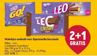 Delhaize Milka Wafeltjes omhuld met Alpenmelkchocolade aanbieding