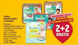 Delhaize Pampers Luiers, luierbroekjes of doekjes aanbieding