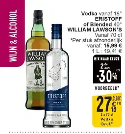 Cora Vodka vanaf 18° ERISTOFF of Blended 40° WILLIAM LAWSON’S aanbieding