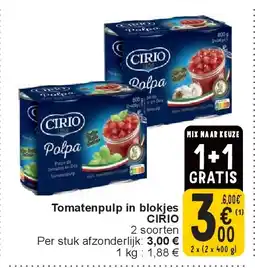 Cora Tomatenpulp in blokjes CIRIO aanbieding