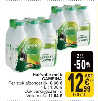 Cora Halfvolle melk CAMPINA aanbieding