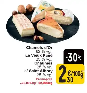 Cora Chamois d’Or 62 % vg., Le Vieux Pané 25 % vg., Chaumes 25 % vg. of Saint Albray 25 % vg aanbieding