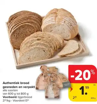 Carrefour Market Authentiek brood gesneden en verpakt aanbieding