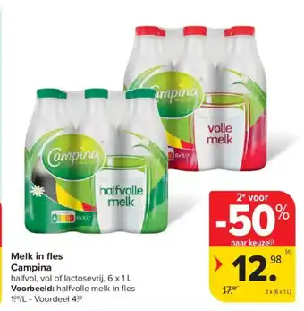 Carrefour Market Melk in fles campina aanbieding