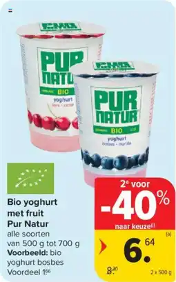 Carrefour Market Bio yoghurt met fruit pur natur aanbieding