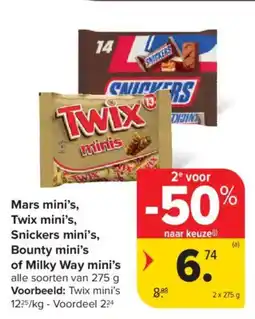 Carrefour Market Mars mini's twix mini's snickers mini's bounty mini's aanbieding