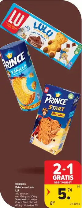 Carrefour Market Koekjes prince en lulu LU aanbieding