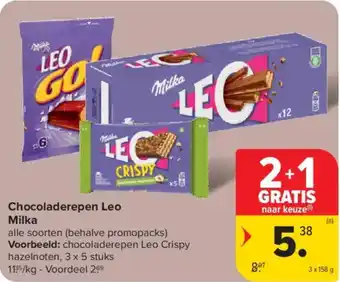 Carrefour Market Chocoladerepen leo milka aanbieding