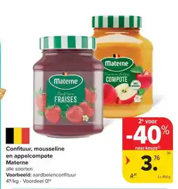 Carrefour Market Confituur mousseline en appelcompote materne aanbieding