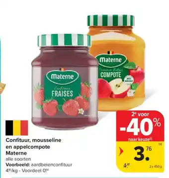 Carrefour Market Confituur mousseline en appelcompote materne aanbieding