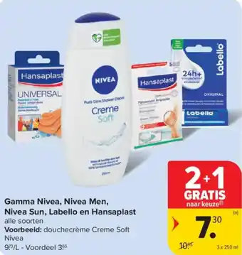 Carrefour Market Gamma nivea nivea men nivea sun labello en hansaplast aanbieding